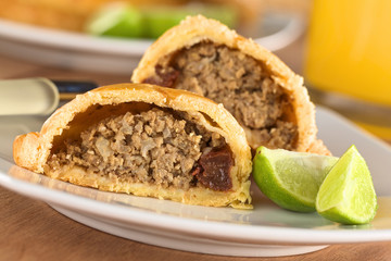 Peruvian snack called Empanada (pie) filled with beef