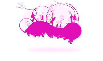 People walking background