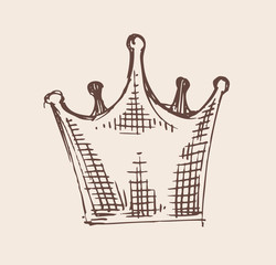 Hand drawn vector crown illustration