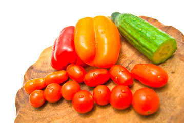 different vegetables on a cutting board close-up