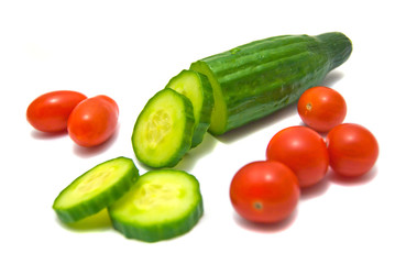 cherry tomatoes and cucumber