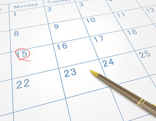 カレンダーとボールペン