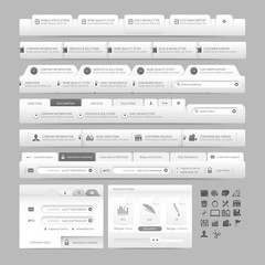 Web design template elements with icons set:Navigation menu bars