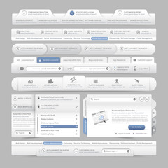 Web site design  elements with icons set: Navigation menu bars