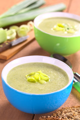 Fresh homemade leek soup