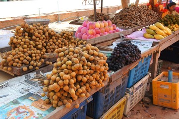 Asian market, exotic fruits