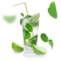 Mojito drink over white