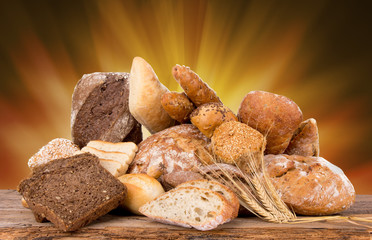 assortment of baked bread