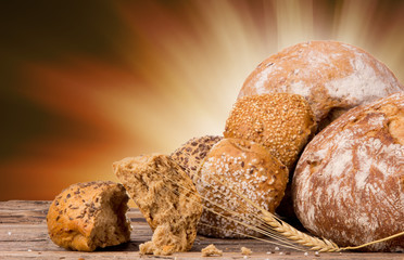 assortment of baked bread