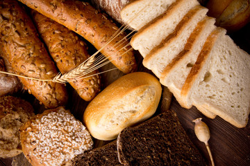 assortment of baked bread