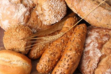 assortment of baked bread
