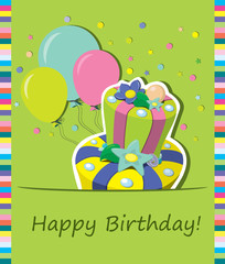 Vector birthday cake . Greeting Card.