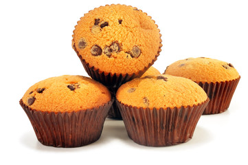 five fruitcakes with chocolate