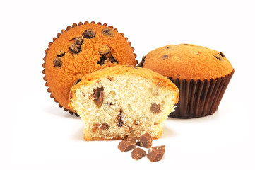 three rich fruitcakes with chocolate
