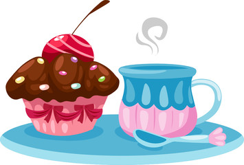 a cup of coffee and cute cup cake