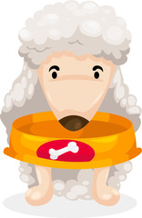 hungry dog with empty food bowl