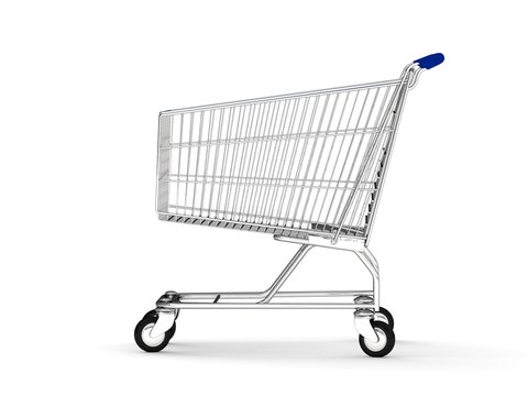 3d shopping cart isolated on white background