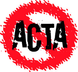 Stop ACTA symbol Vector - grunge style - obrazy, fototapety, plakaty