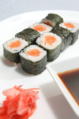 sushi with soy sauce