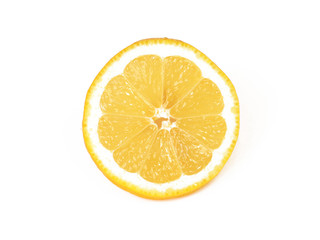 Slice of lemon isolated on white.