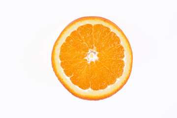 Slice of orange isolated on white background.
