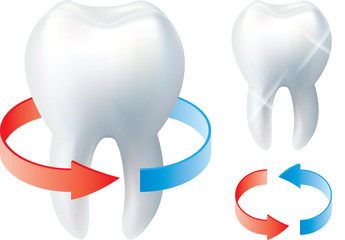 tooth and protection arrows isolated on white