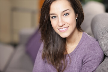 young woman on couch