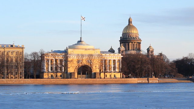 St. Petersburg, The Admiralty and Isaac Cathedral in winter