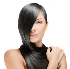 beautiful young woman with elegant long shiny hair