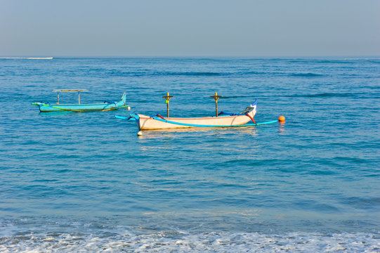 Traditional Balinese boat at Kuta beach