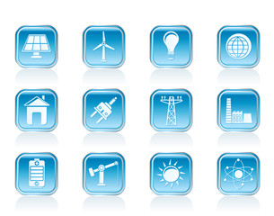 power, energy and electricity icons - vector icon set