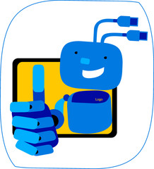 friendly robot hand with thumb up gesture