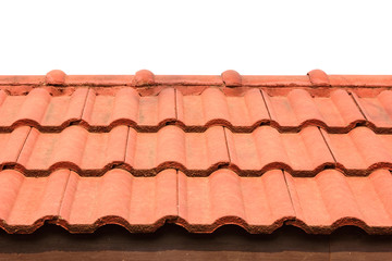 Orange tile roofs on white background