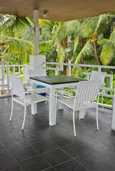 White chair and table on terrace