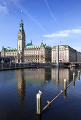 Fototapeta premium Town Hall, Rathaus, Hamburg, Germany