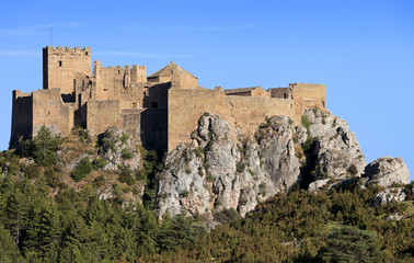 Medieval castle of Loarre on the rocks, Spain