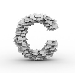 Letter C, stacked from paper sheets