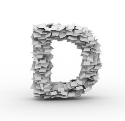 Letter D, stacked from paper sheets
