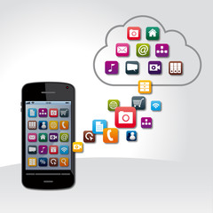 cloud, smartphone, set icons