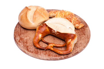 Brezel, Brötchen und Schinkenhörnchen