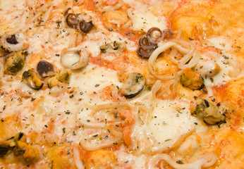 Italian pizza with seafood