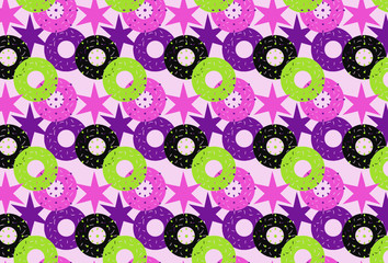 CERCLES ROSE VIOLET VERT PAPIER PEINT