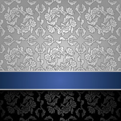 seamless decorative background silver with a blue ribbon