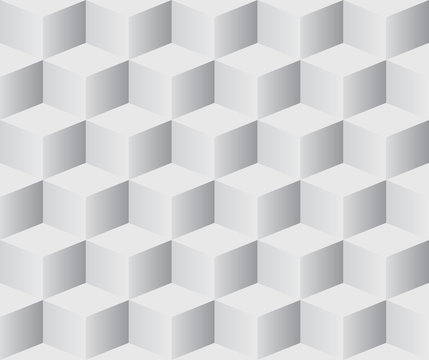 Seamless 3D white cubes vector background.