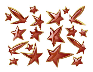 Obraz premium Set of Glossy Vivid Stars Distorted in Perspective