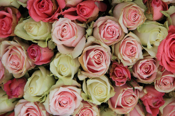 Obraz na płótnie Canvas white and pink roses in an arrangement