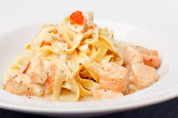 Fettuccine with salmon