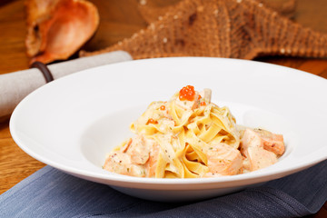 Fettuccine with salmon