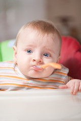 Fototapeta premium baby food, baby eating