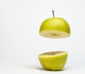Green Apple cut in two parts